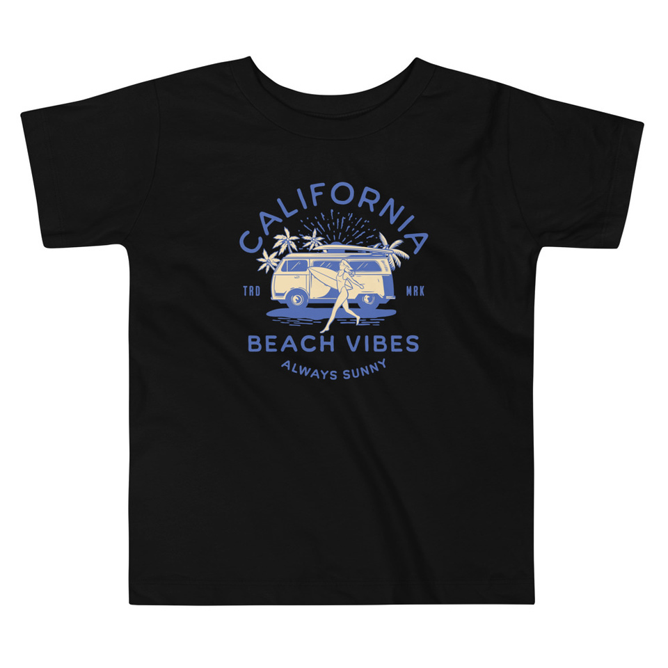 California Beach Vibes - Retro Camper Van Toddler Staple Tee