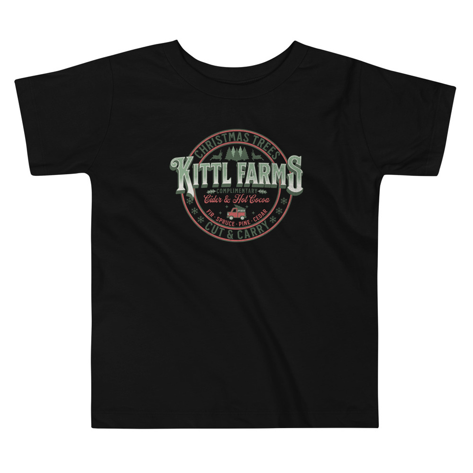 Christmas Tree Farm - Vintage Holiday Badge Toddler Staple Tee