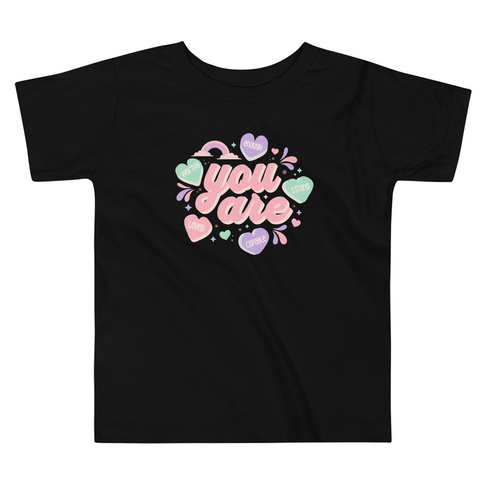 Colorful Self Love Affirmation - Heart Toddler Staple Tee
