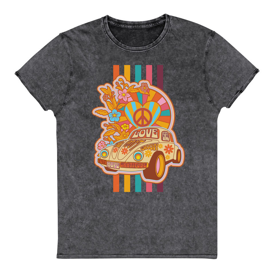 60s flower power Unisex Denim T-Shirt