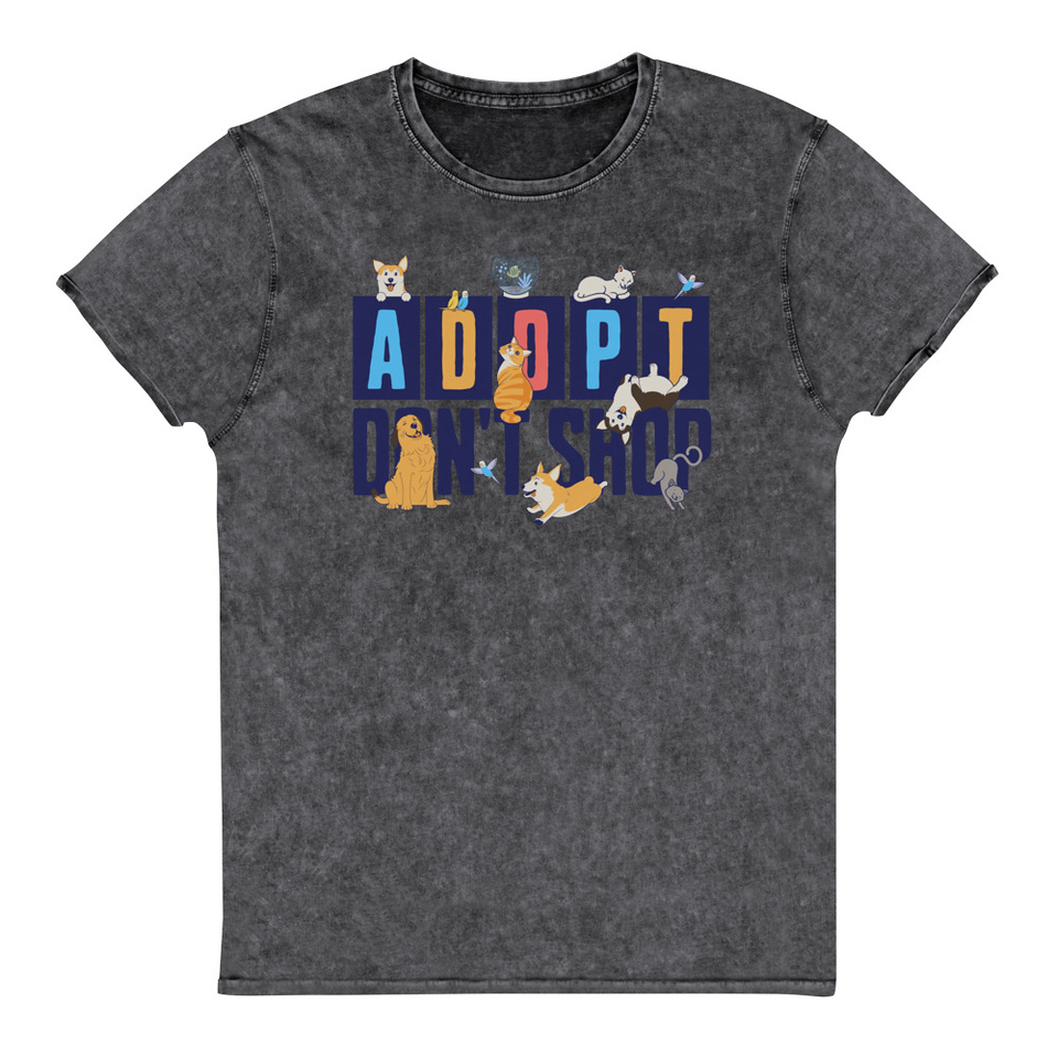 Adopt a Pet - Cute Animal Unisex Denim T-Shirt