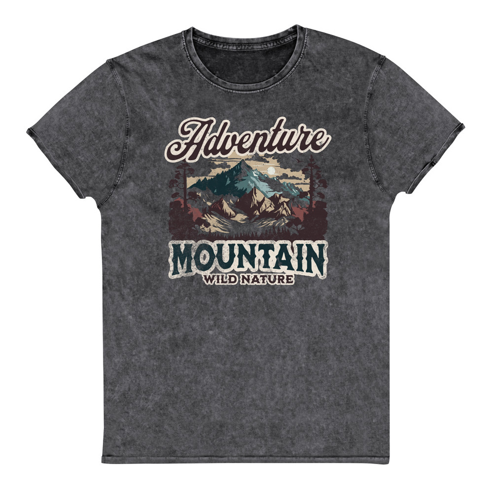 Adventure Mountain Wild Nature Unisex Denim T-Shirt