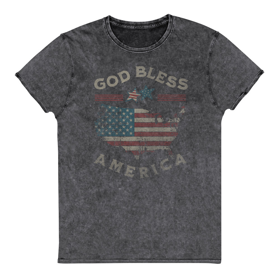 America - Land Of The Free Unisex Denim T-Shirt