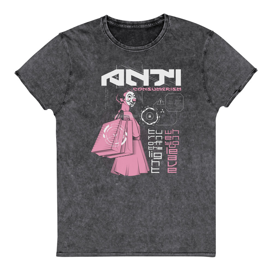 Anti Consumerism - Futuristic Unisex Denim T-Shirt