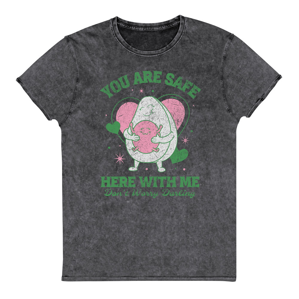 Avo Love - Typographic Cartoon Streetwear Unisex Denim T-Shirt