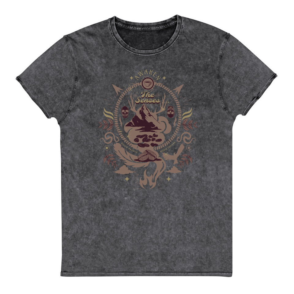 Awaken The Senses - Coffee Beans Unisex Denim T-Shirt