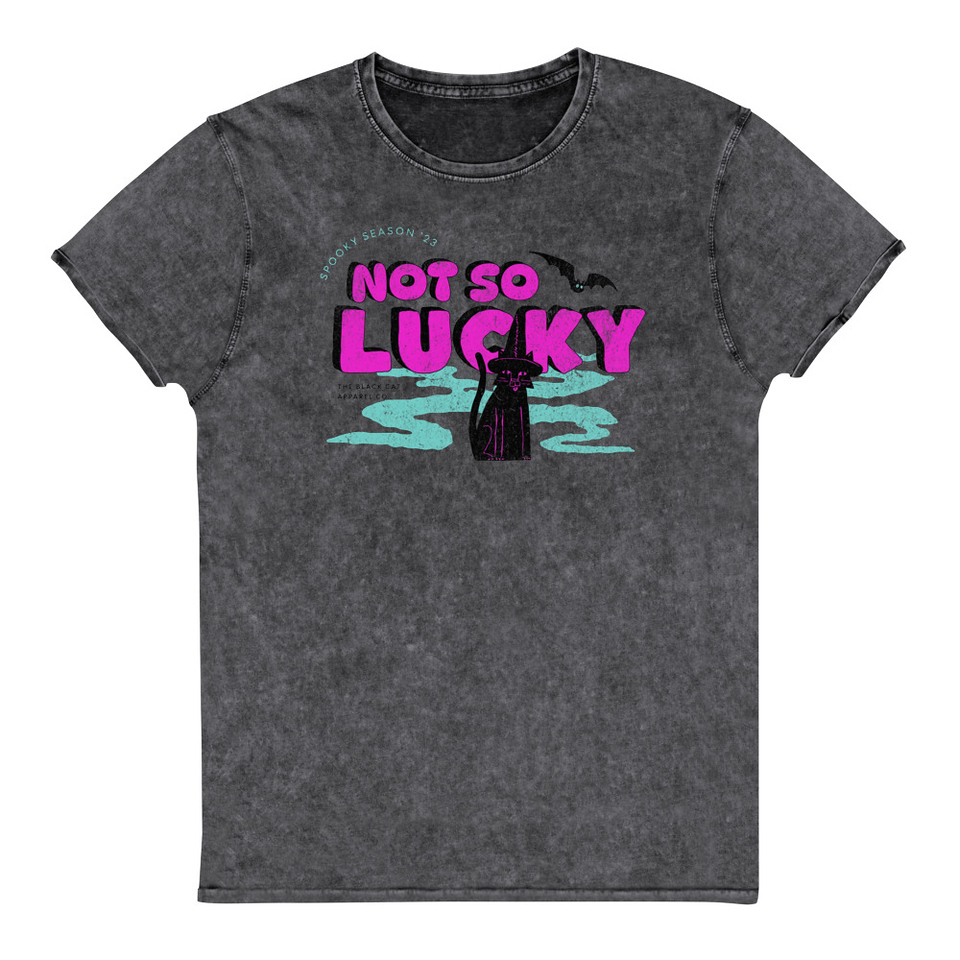 Bad Luck Kitty - Halloween Unisex Denim T-Shirt
