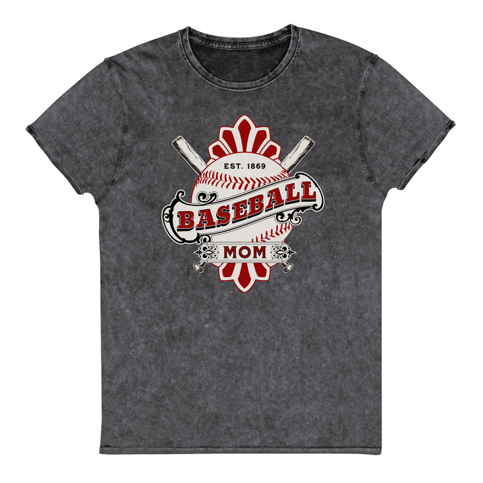 Baseball Mom Unisex Denim T-Shirt