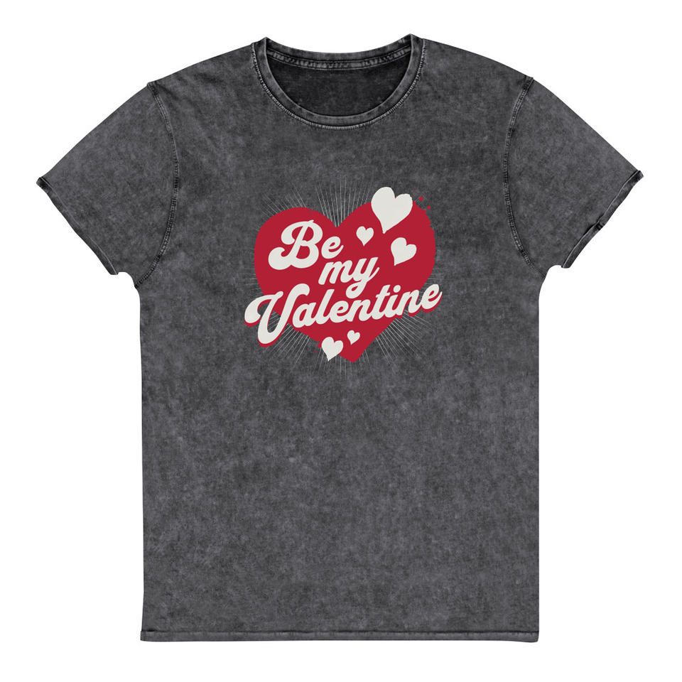 Be my Valentine - Love Heart Unisex Denim T-Shirt