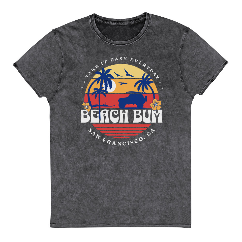 Beach Bum - Sunset Surfing Unisex Denim T-Shirt