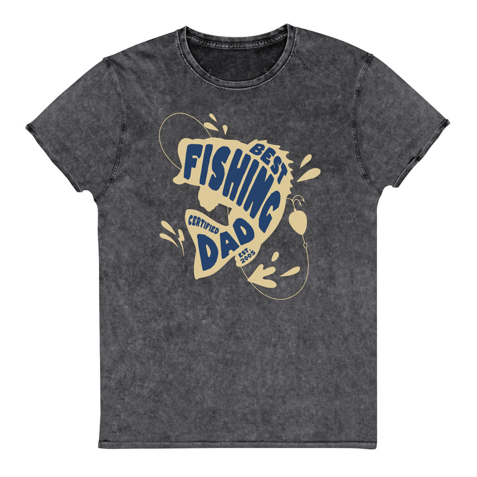 Best Fishing Dad - Typography Unisex Denim T-Shirt