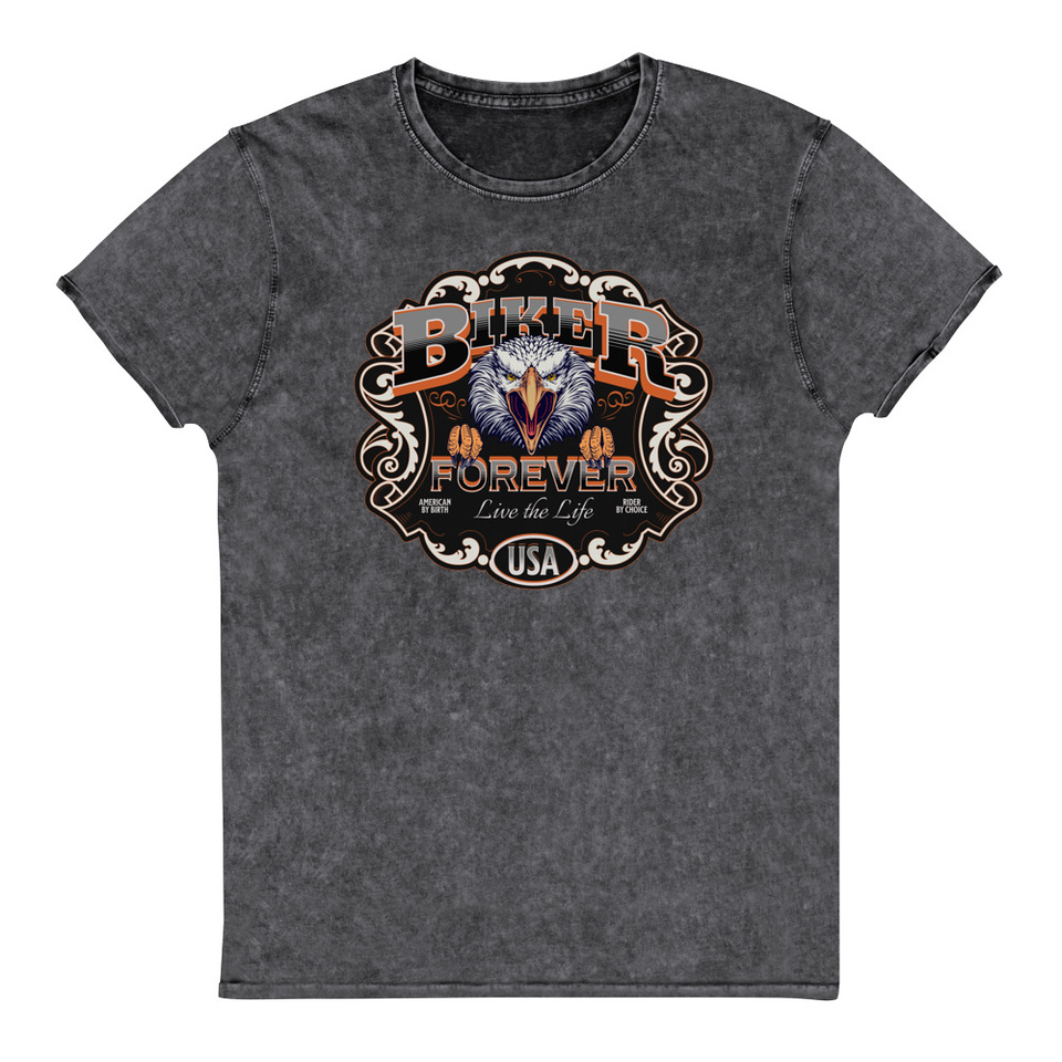 biker forever Unisex Denim T-Shirt