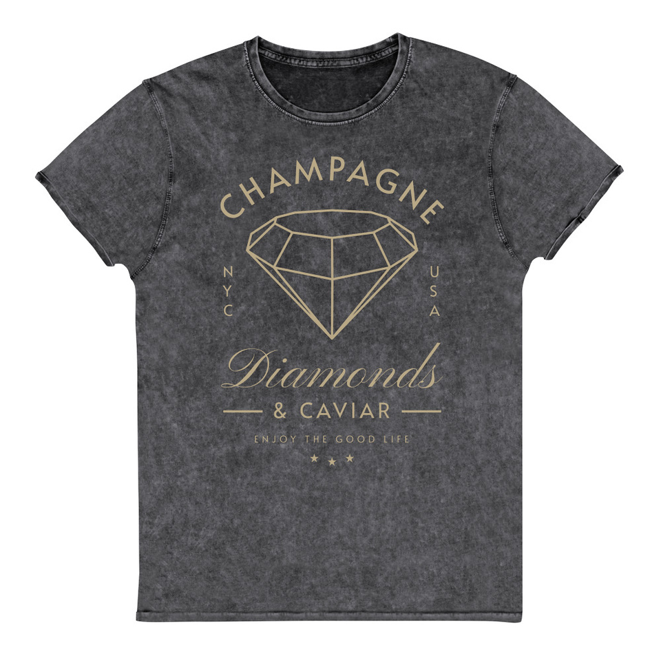Black Diamonds - Elegant Unisex Denim T-Shirt