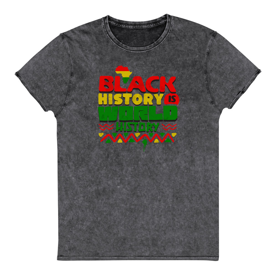 Black History is World History - Heritage Awareness Unisex Denim T-Shirt