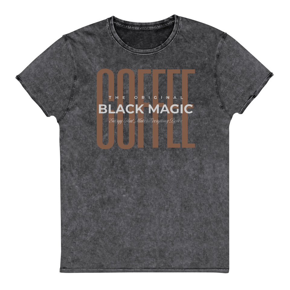 Black Magic - Minimal Modern Coffee Quote Unisex Denim T-Shirt