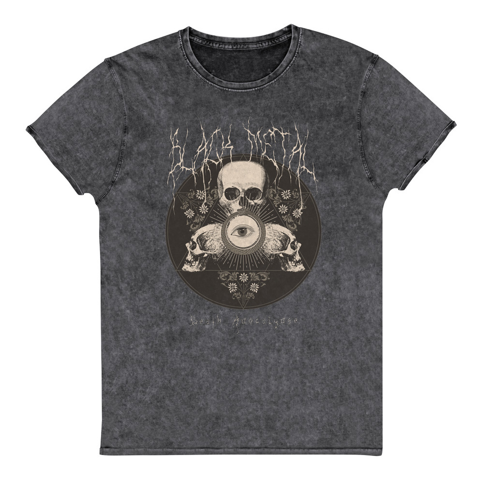 Black Metal - Hardcore skull theme design Unisex Denim T-Shirt