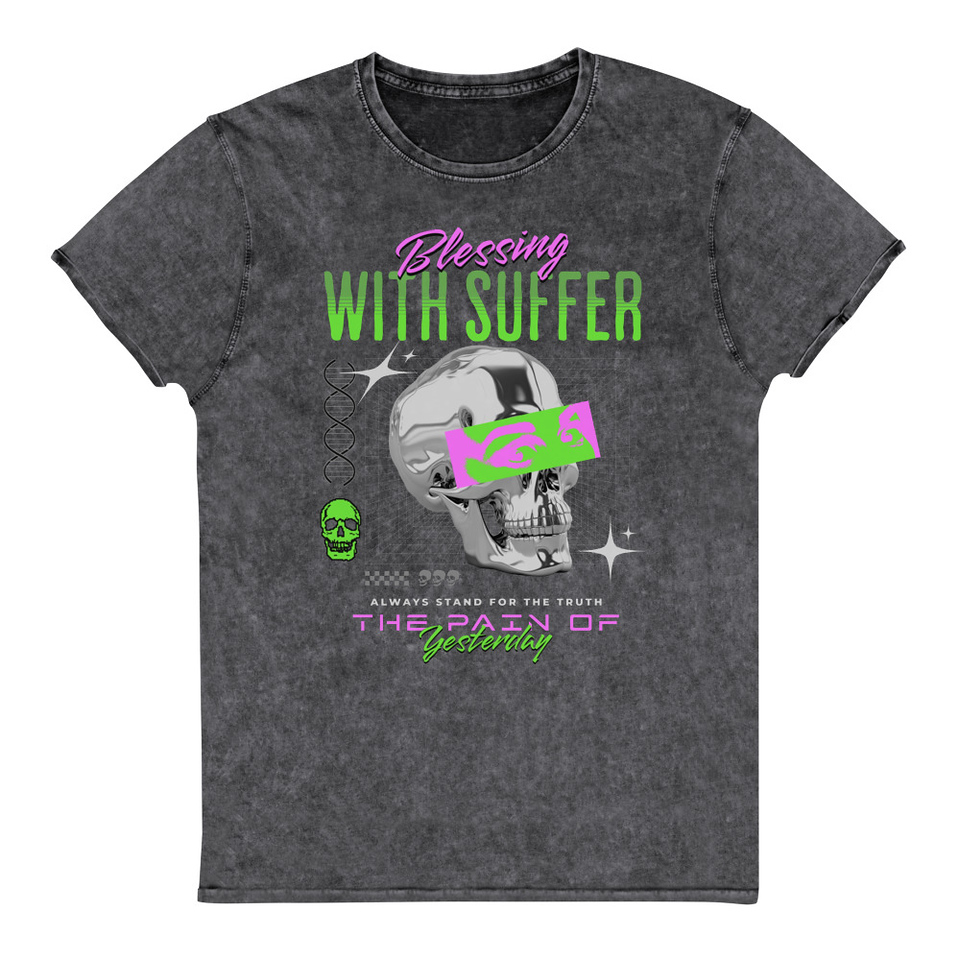 Blessing With Suffer Unisex Denim T-Shirt