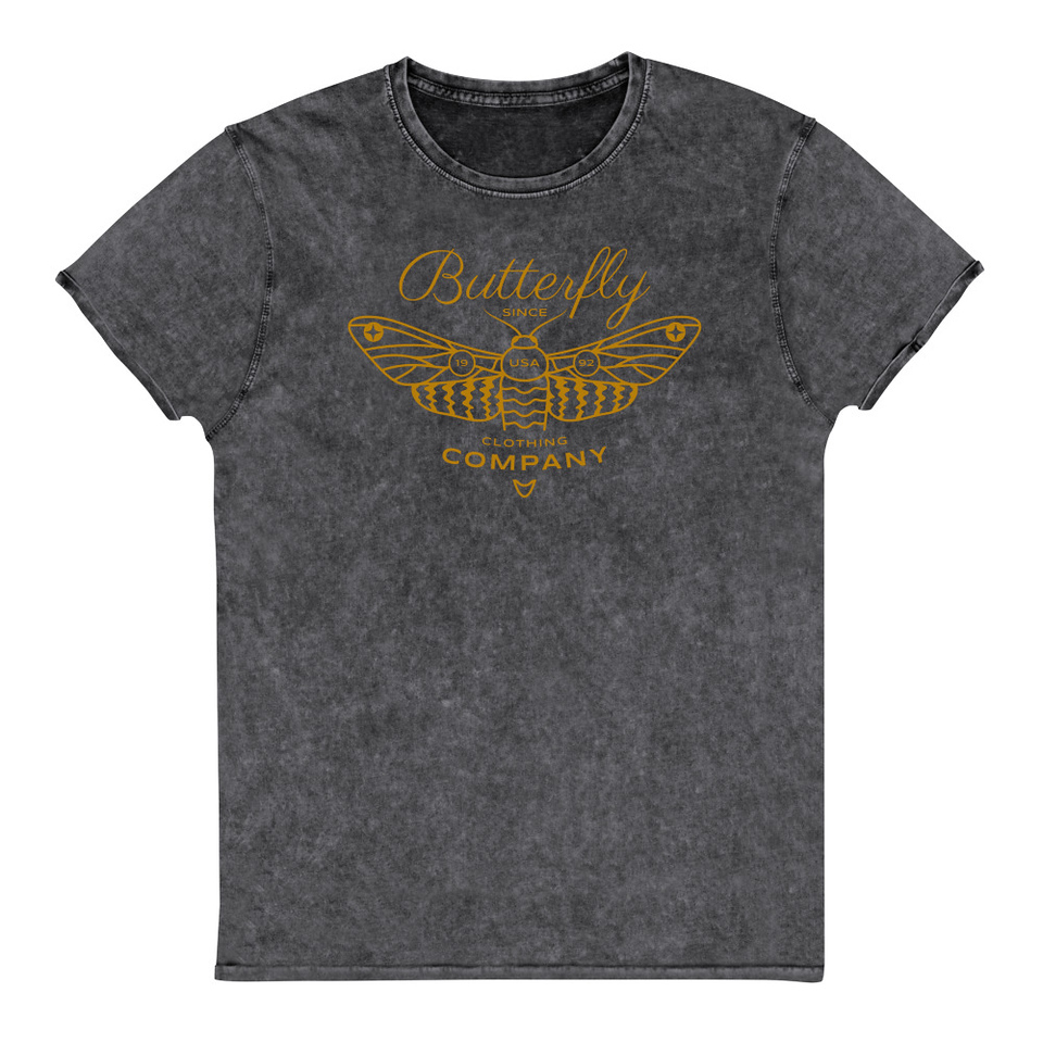 Blue Butterfly - Minimal Unisex Denim T-Shirt
