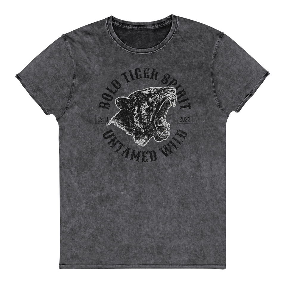 Bold Tiger Spirit Unisex Denim T-Shirt