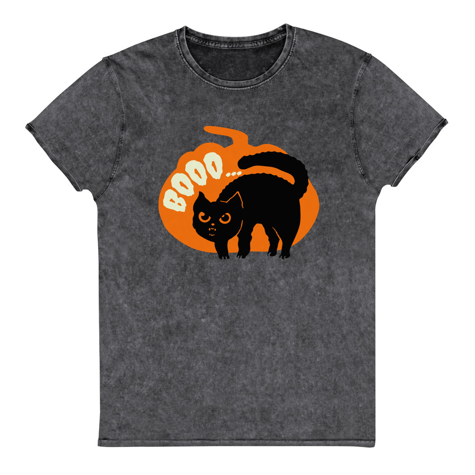 Boo - Scay Cute Cat Unisex Denim T-Shirt
