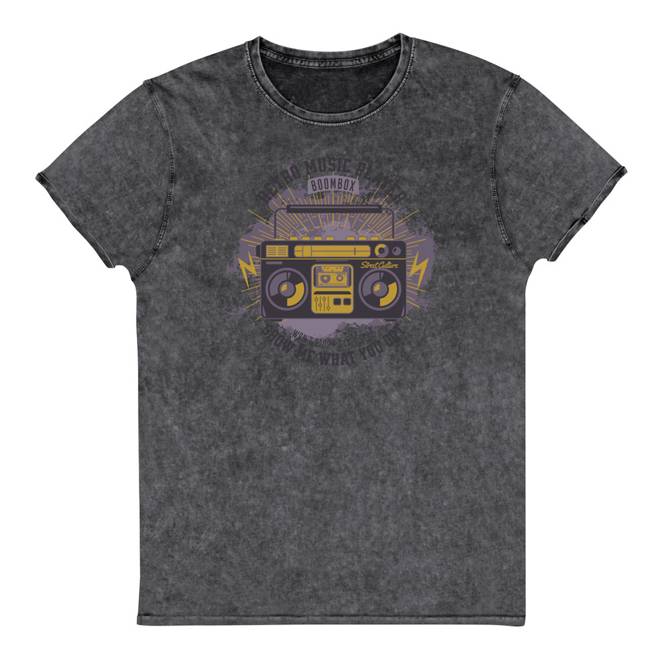 Boombox Music Player - Retro Unisex Denim T-Shirt