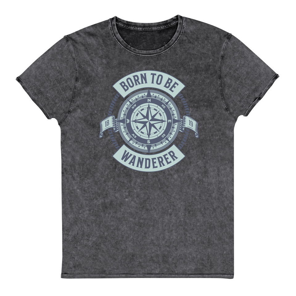 Born to be Wanderer - Compass Unisex Denim T-Shirt