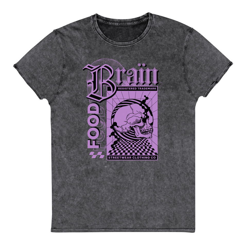 Brain Food - Y2K Skull Streetwear Unisex Denim T-Shirt