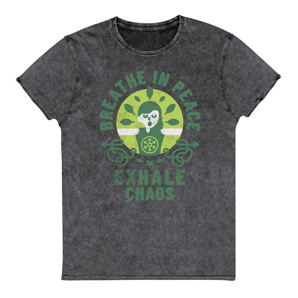 Breathe in peace, exhale chaos Unisex Denim T-Shirt