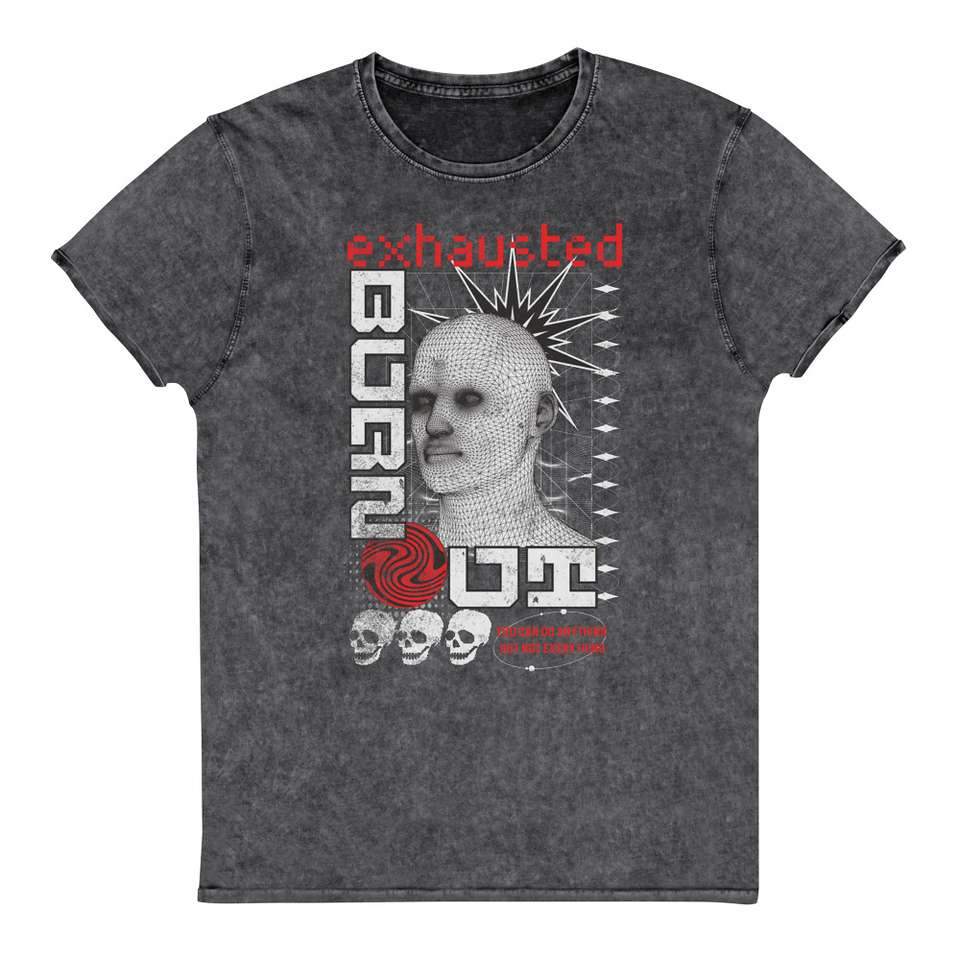 Burn Out - Futuristic 3D Head Unisex Denim T-Shirt