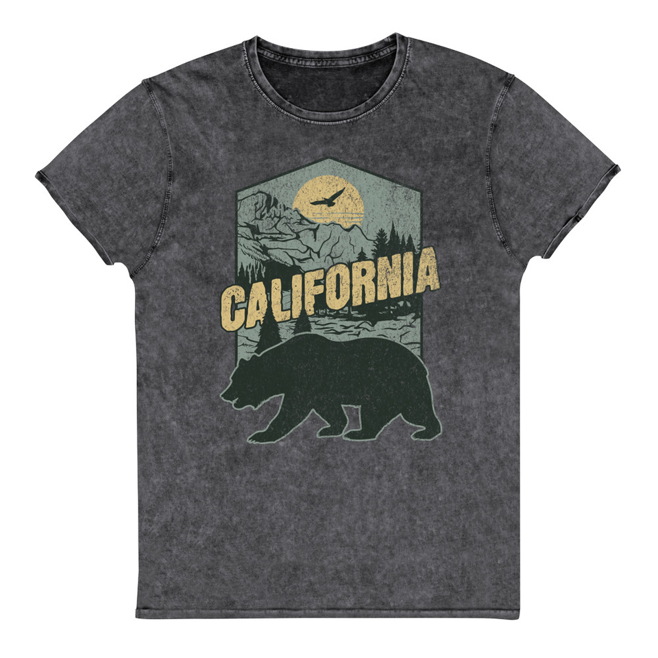 California Bear - Outdoors Wilderness Camping Hiking Unisex Denim T-Shirt