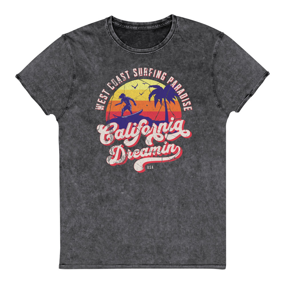 California Dreamin - Beach & Surf Unisex Denim T-Shirt