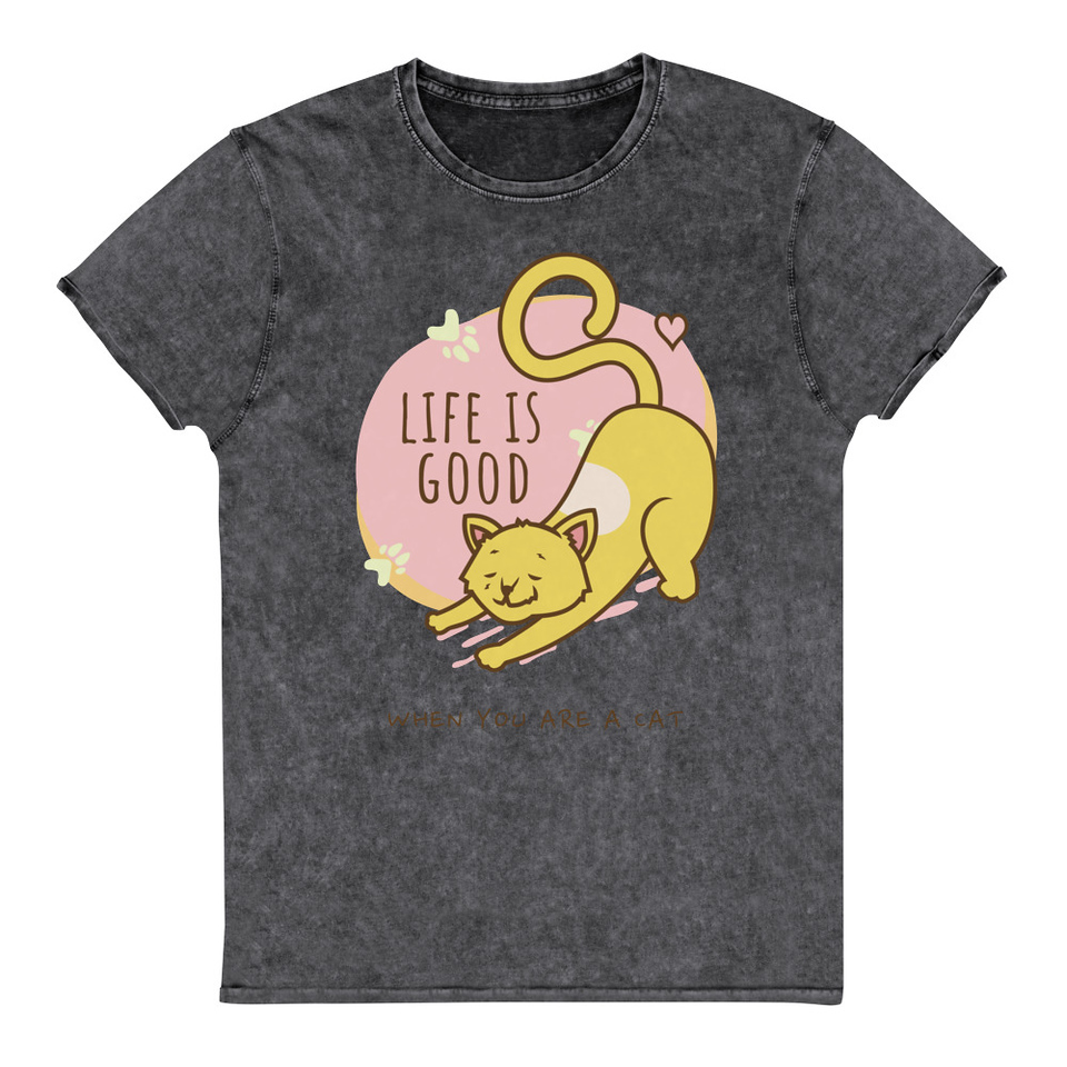 Cat Life - Humor Unisex Denim T-Shirt
