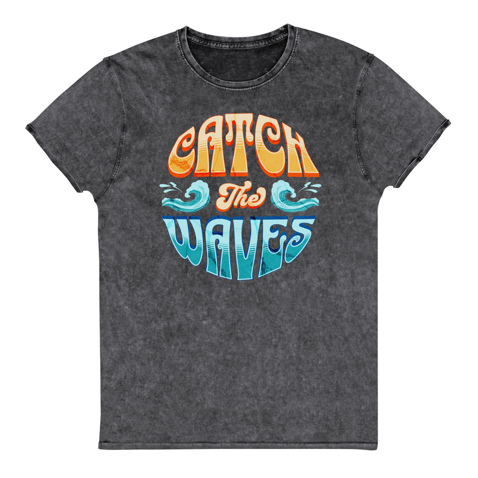 Catch the Waves - Beach Vibe Unisex Denim T-Shirt