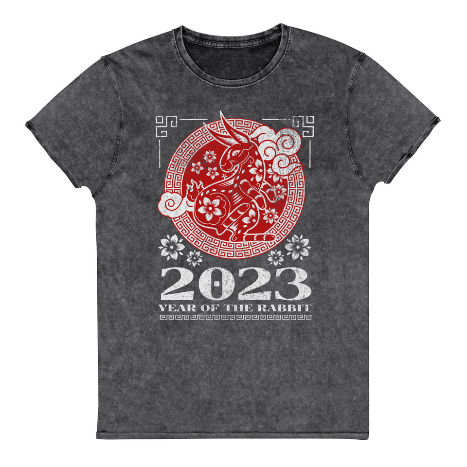 Chinese Lunar Year - Rabbit Unisex Denim T-Shirt