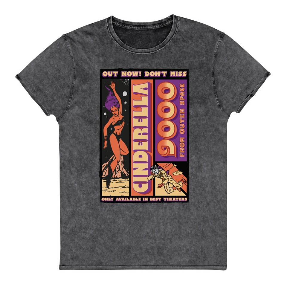 Cinderella 9000 - Retro Astronaut Unisex Denim T-Shirt