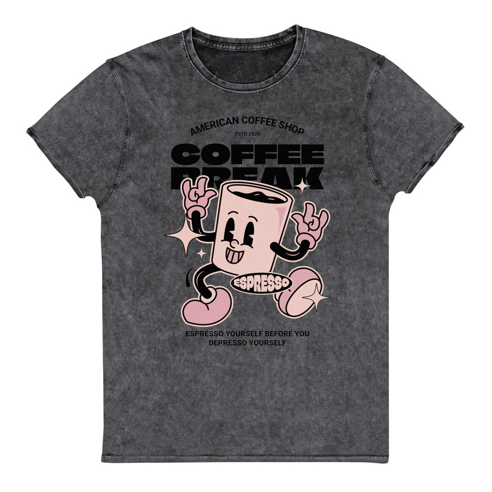 Coffee Break Mascot Unisex Denim T-Shirt