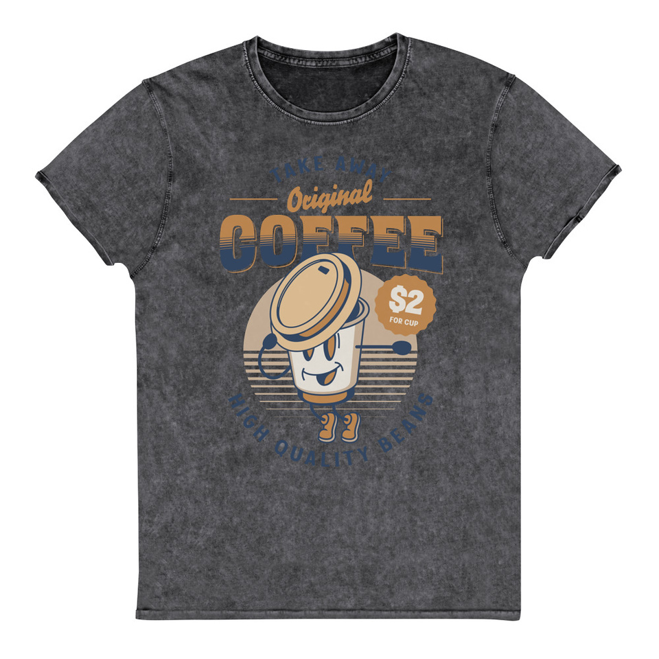 Coffee Cup - Comics Mascot Unisex Denim T-Shirt