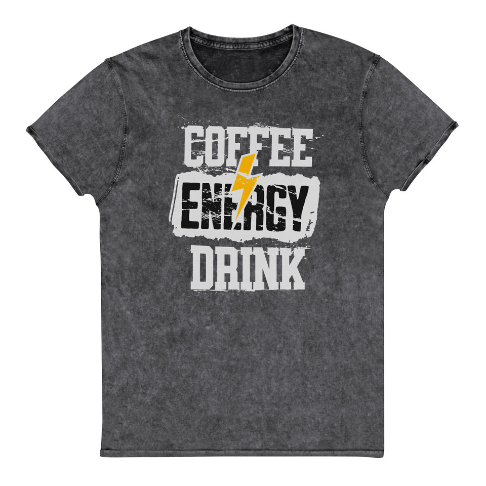 Coffee Energy Drink - Grunge Bolt Unisex Denim T-Shirt
