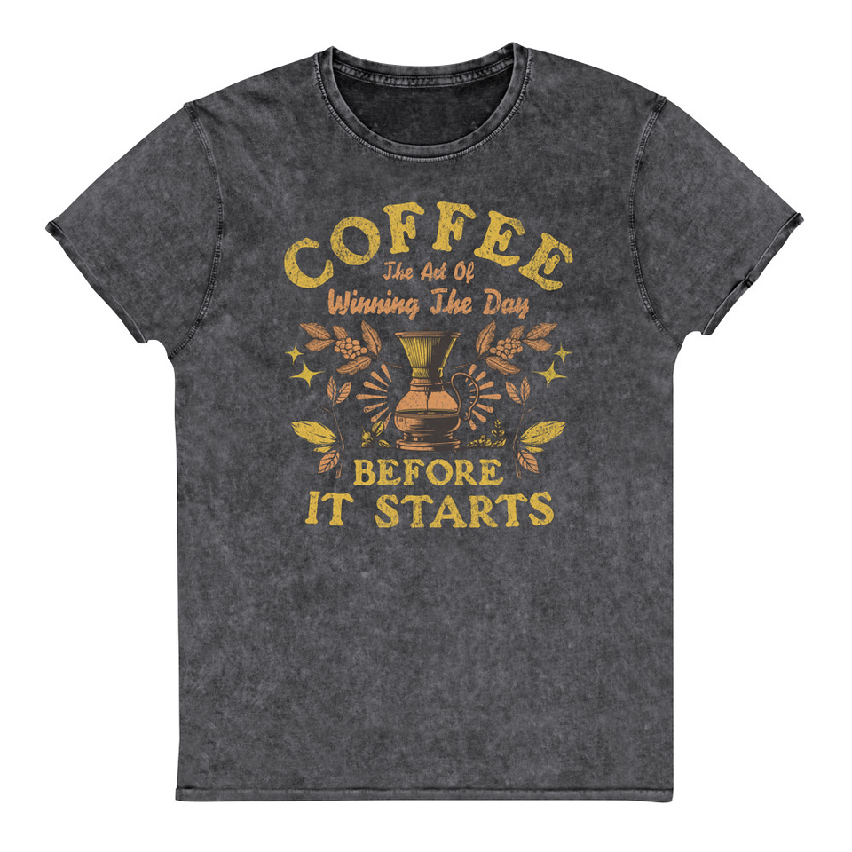 Coffee, The art of Winning The Day Unisex Denim T-Shirt