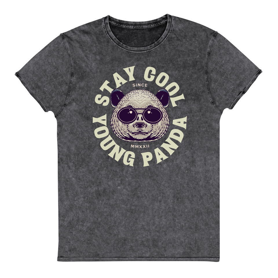 Cool Panda with Sunglasses -  Unisex Denim T-Shirt