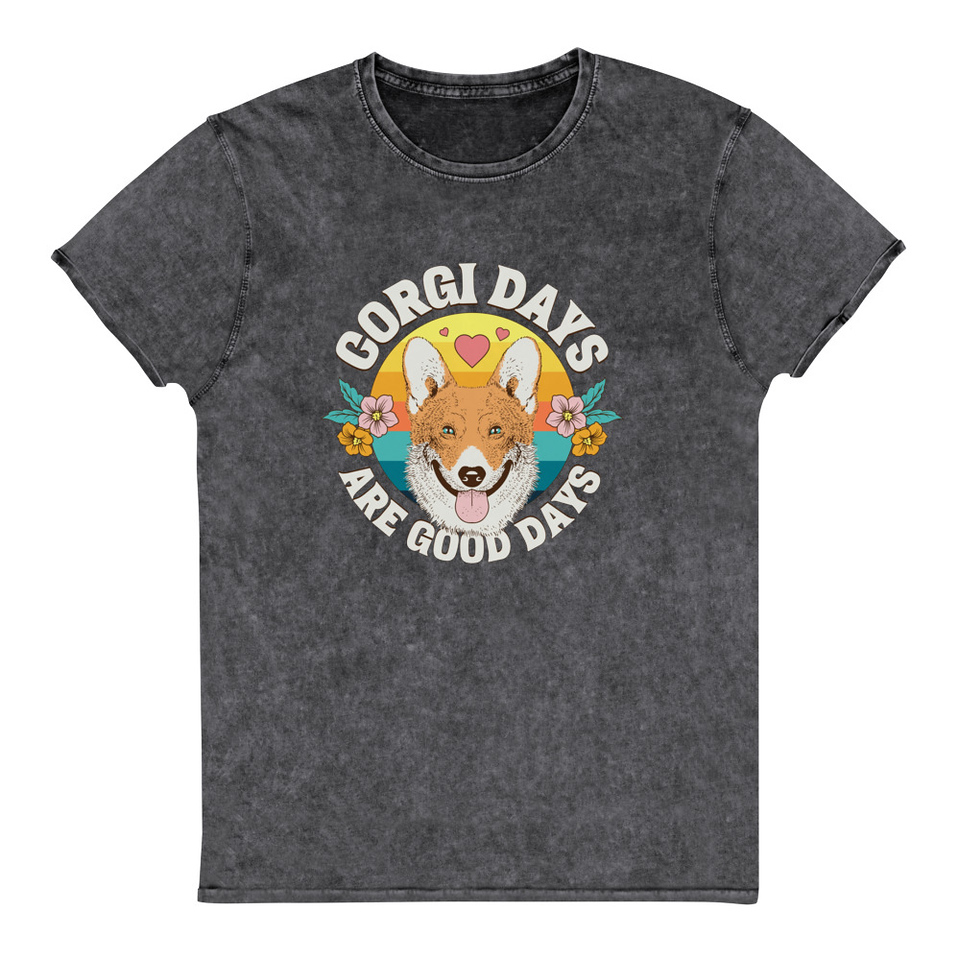 Corgi Days - Funny Animal Unisex Denim T-Shirt
