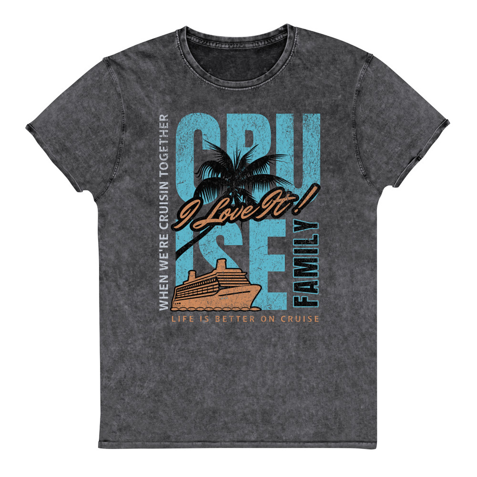 Cruise Ship Unisex Denim T-Shirt