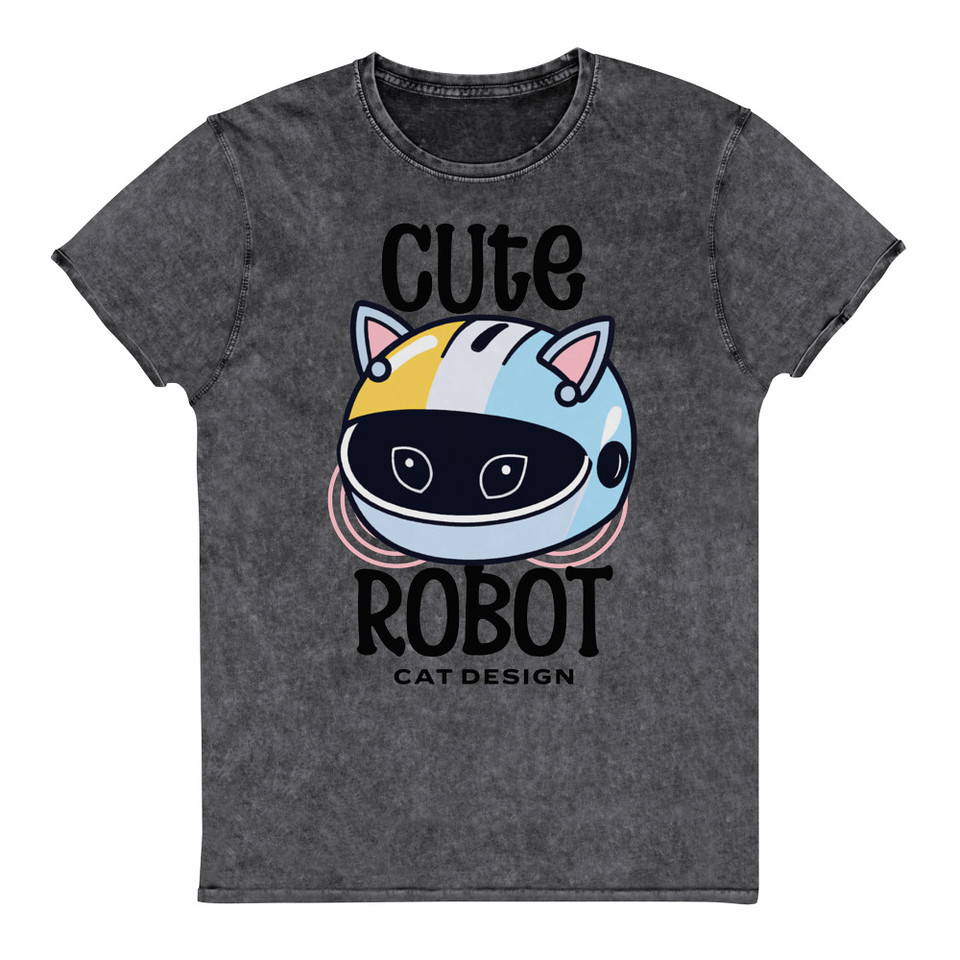 Cute Cat - AI Unisex Denim T-Shirt