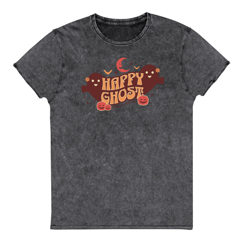 Cute Happy Ghost Unisex Denim T-Shirt