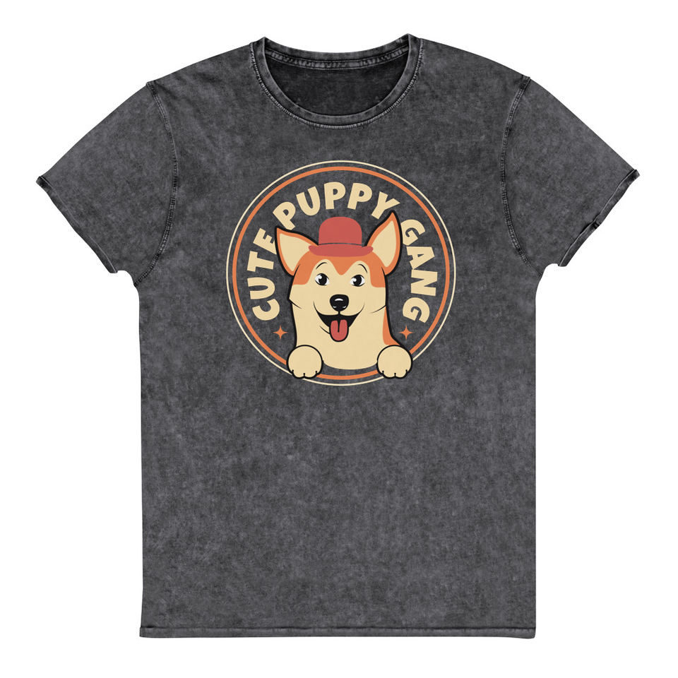 Cute Puppy Gang - Corgi Unisex Denim T-Shirt