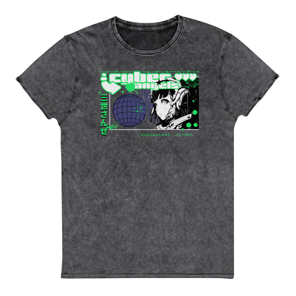 Cyber Angels - Y2k Girl Anime Unisex Denim T-Shirt