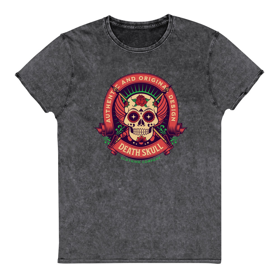Death Skull - Badge  Unisex Denim T-Shirt