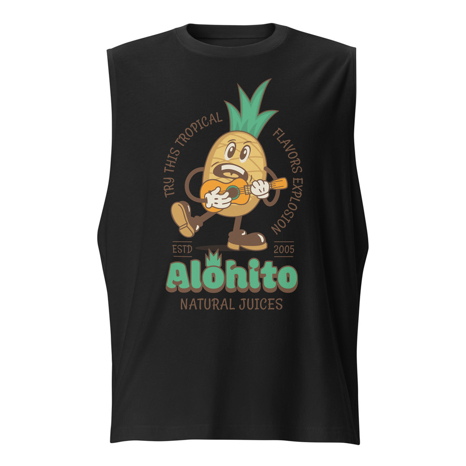 Alohito Natural Juices - Pineapple Mascot Unisex Muscle Shirt