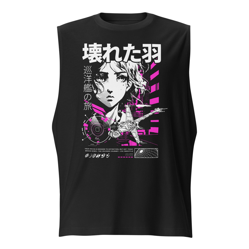 Anime Broken Wings - Neon Japanese Style Unisex Muscle Shirt