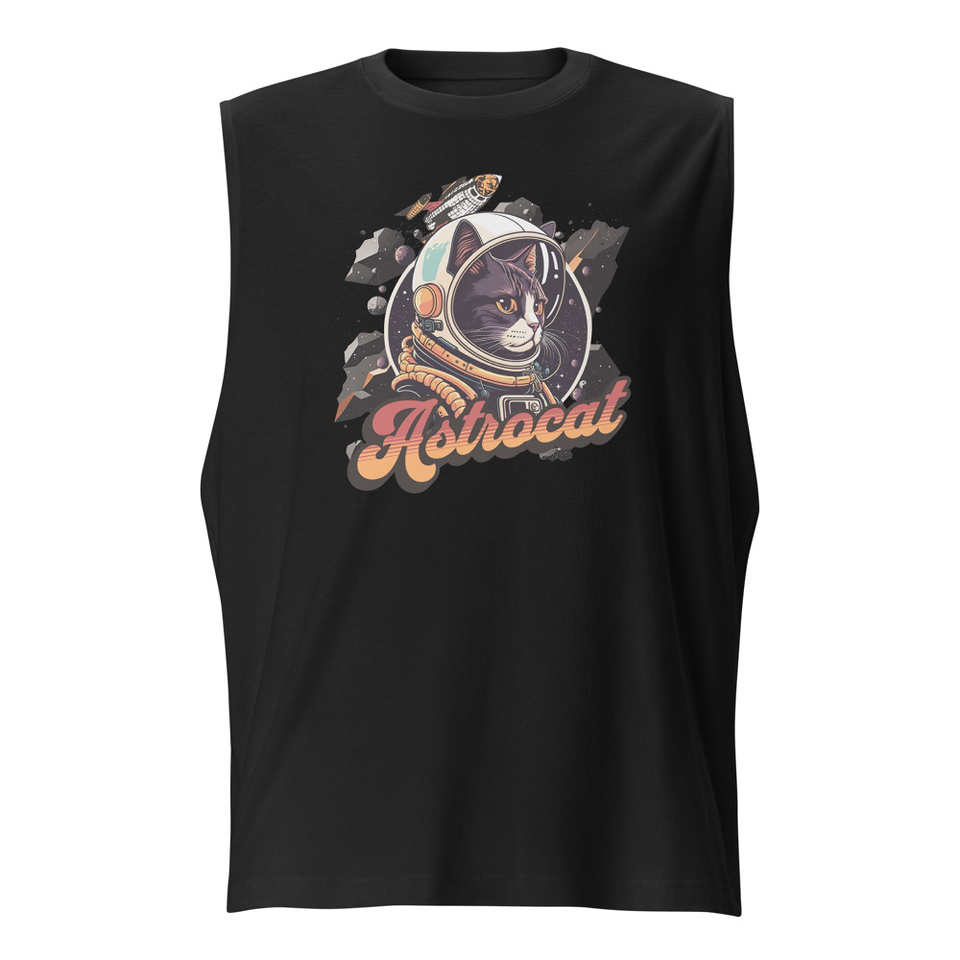 Astrocat - Retro graphic Unisex Muscle Shirt